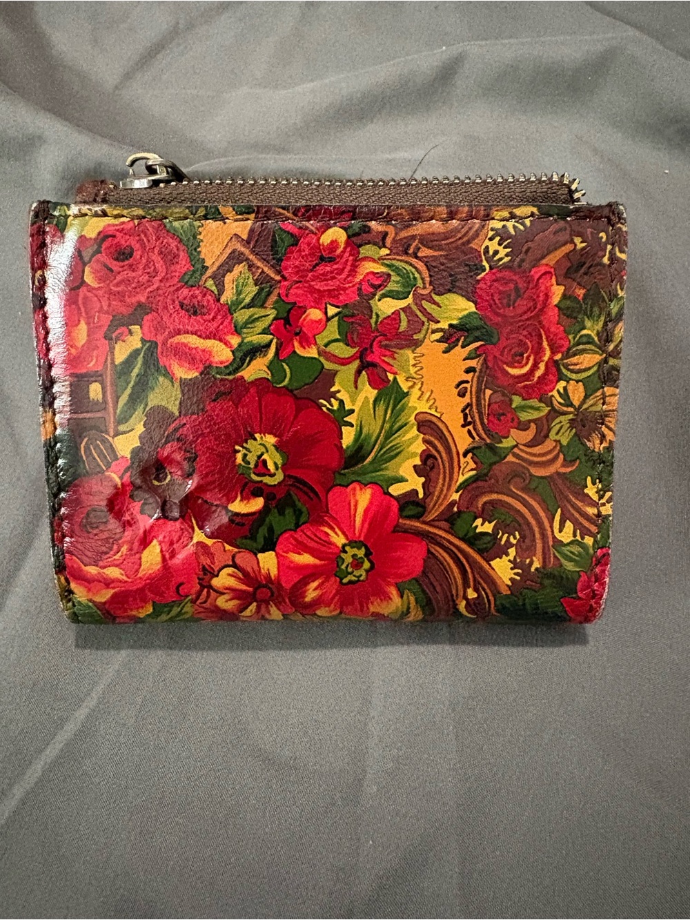 Patricia Nash Floral Zip Wallet - Red & Green Bloom